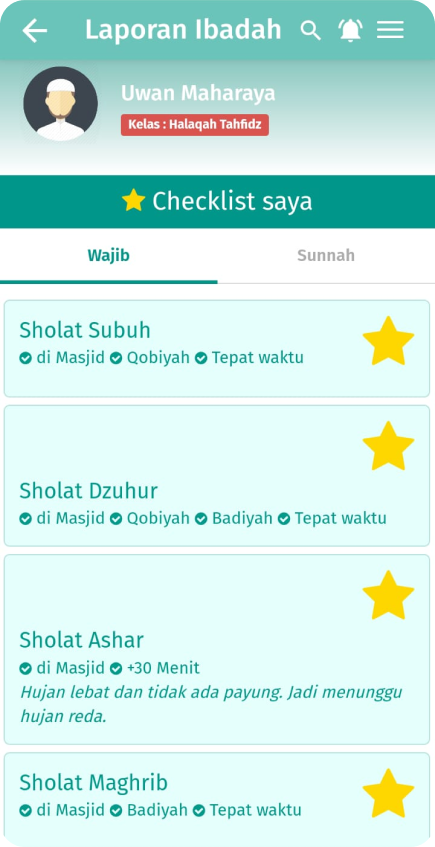 Fitur Laporan Ibadah